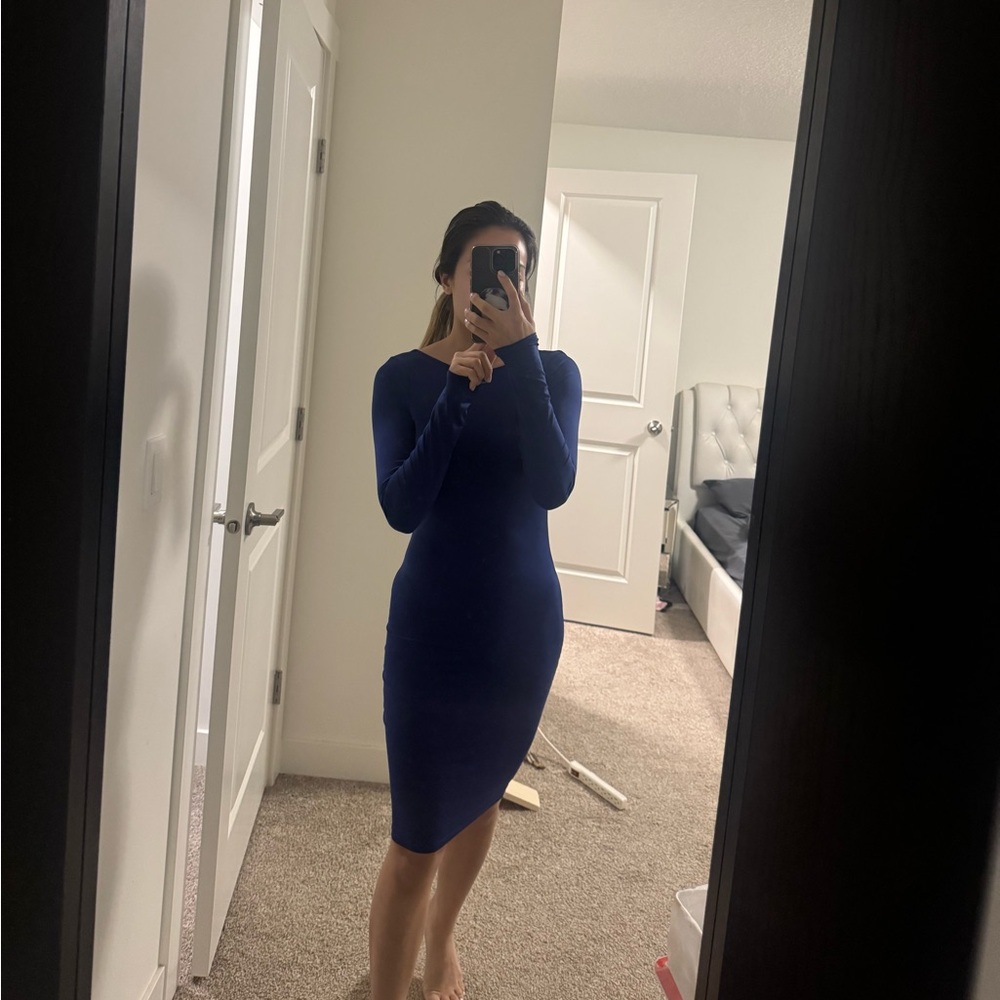 Fashion Nova Blue Open Back Dress (S)